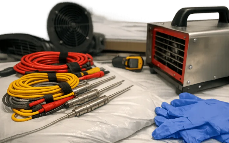 Moderne Ausrüstung zur thermischen Bettwanzenbekämpfung im Einsatz